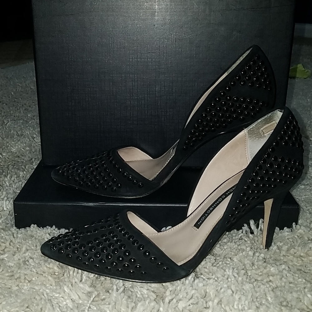 French Connection Black Stud Heels